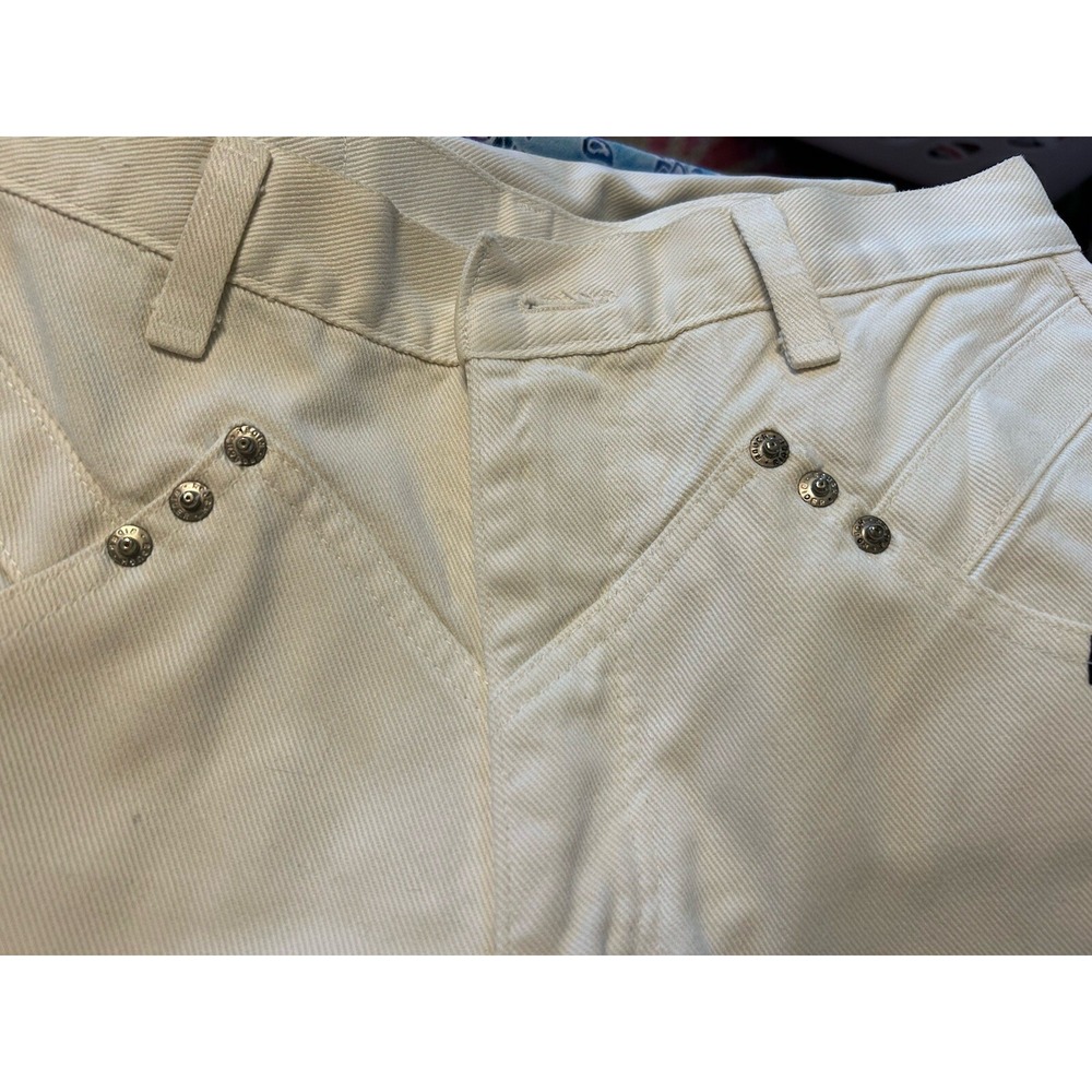 Vtg Roughrider White Denim Jeans Circle-T Size 8 /10 Bareback Western 28 X34